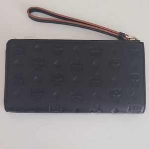 MCM Black Embossed Leather Wallet